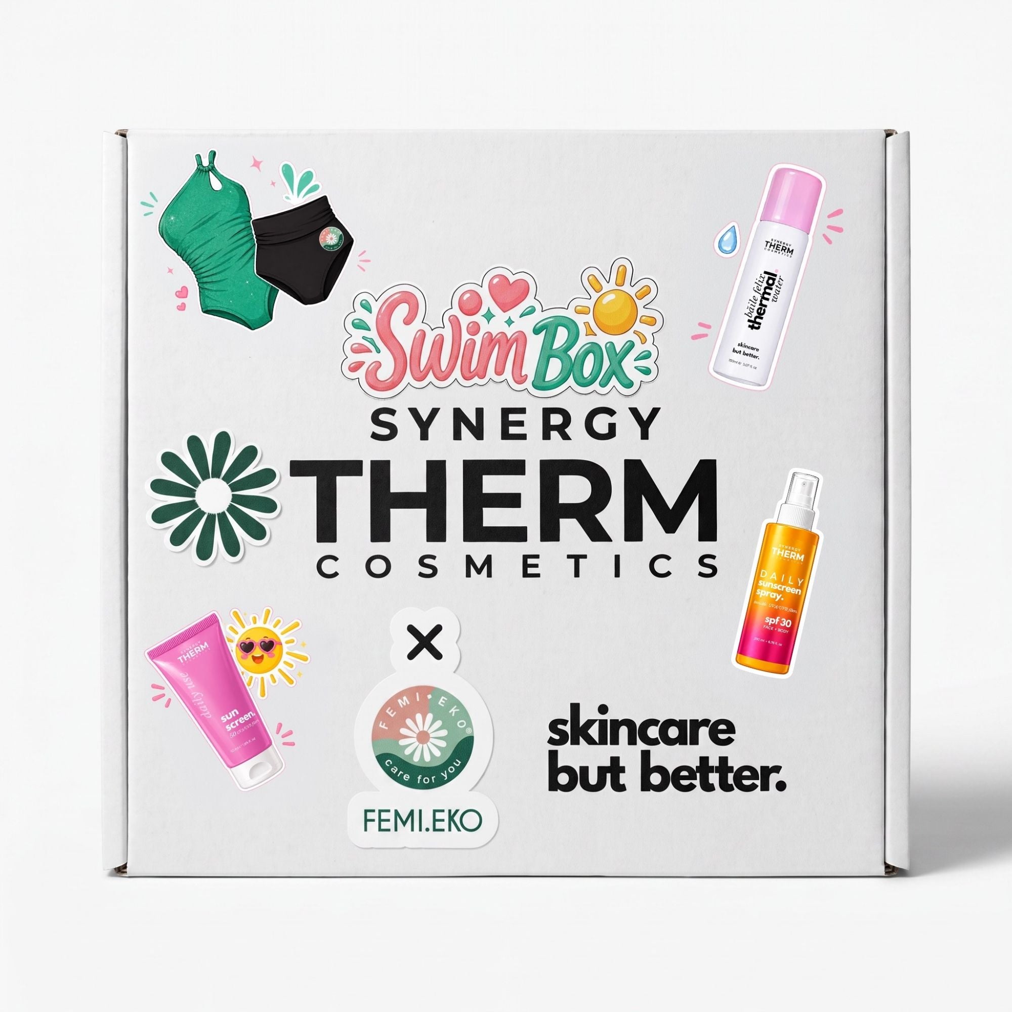 Synergy Therm × Femi.Eko Swim Box Kaia | Slip menstrual de înot + Protecție solară femieko.ro