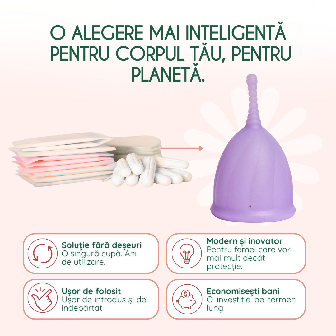 cupa menstruala femieko safe s antibacteriana, reduce dezvoltarea bacteriilor pe suprafata
