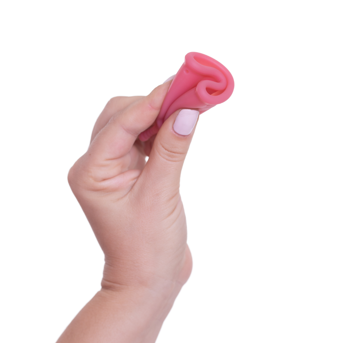 cupa menstruala femieko safe m roz din silicon medical moale, confortabila pentru utilizare zilnica