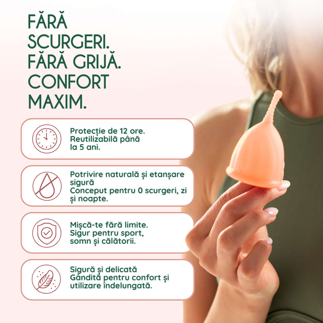 cupa menstruala femieko powder s, protectie menstruala sigura pana la 12 ore , disponibila in  Farmacia Tei