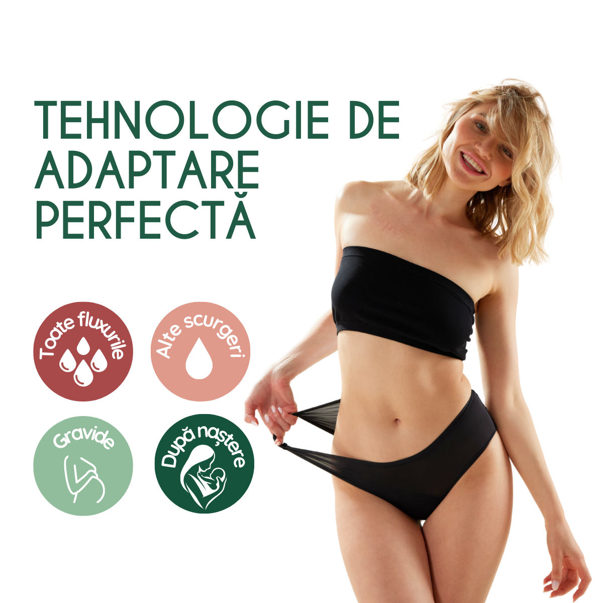 Flexi | Majtki menstruacyjne | Rozmiar 4 w 1 | Czarny