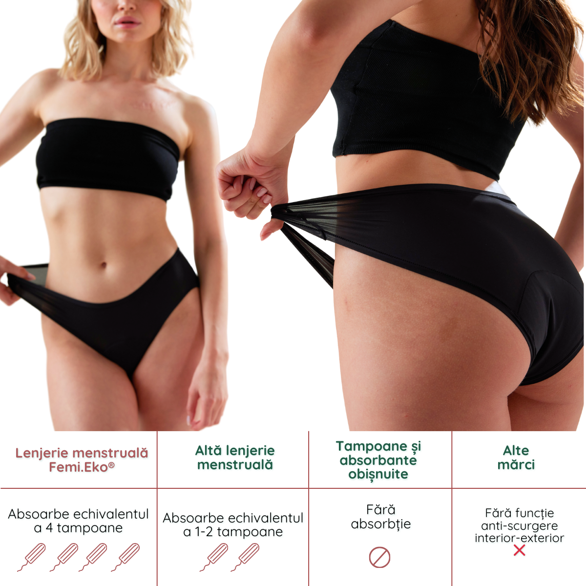 Flexi | Majtki menstruacyjne | Rozmiar 4 w 1 | Czarny