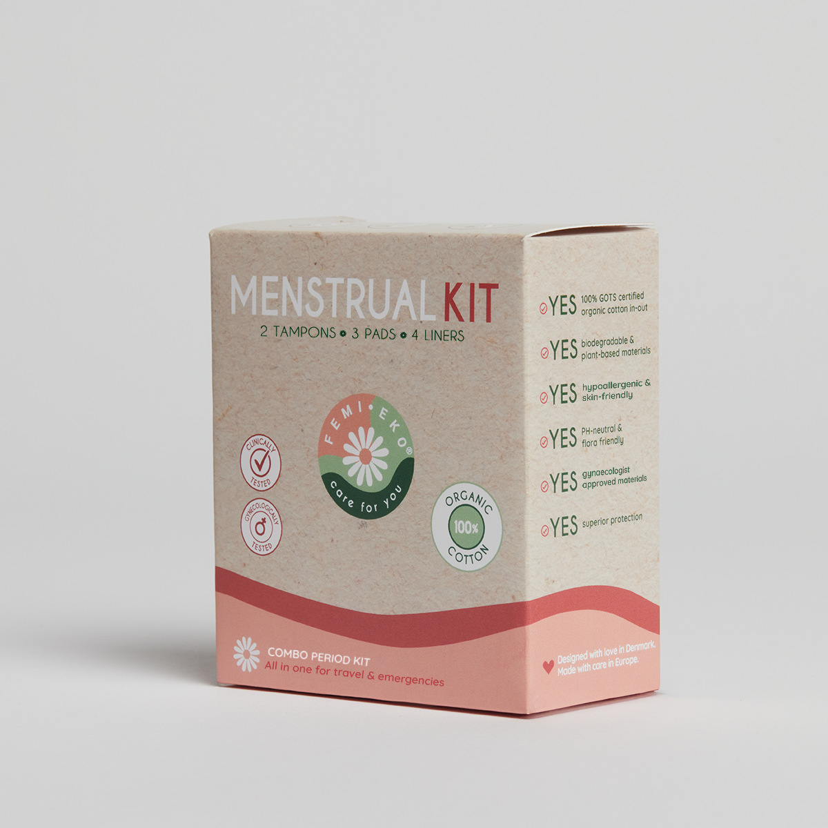 Kit menstrual cu 2 tampoane, 3 absorbante si 4 proteje-slipuri