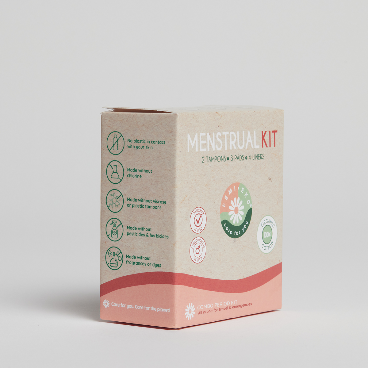 Kit menstrual cu 2 tampoane, 3 absorbante si 4 proteje-slipuri