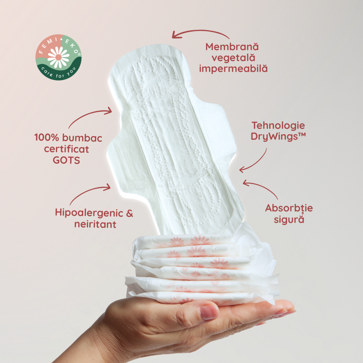 Podpaski ze skrzydełkami z organicznej bawełny | Ultra Day | 10 szt.