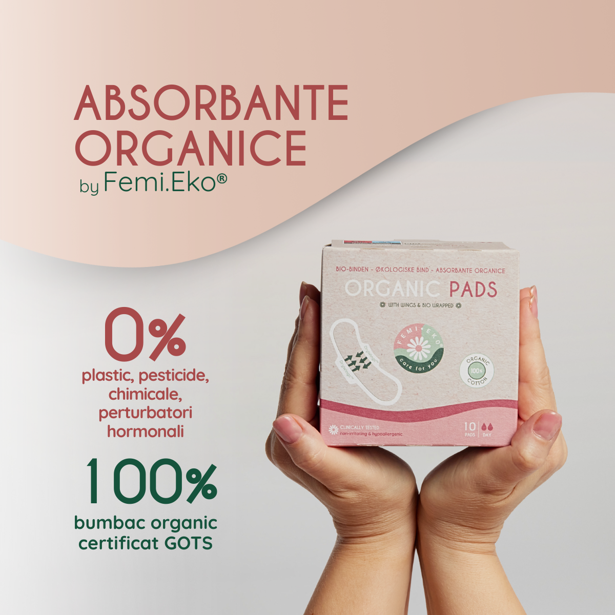 Podpaski ze skrzydełkami z organicznej bawełny | Ultra Day | 10 szt.