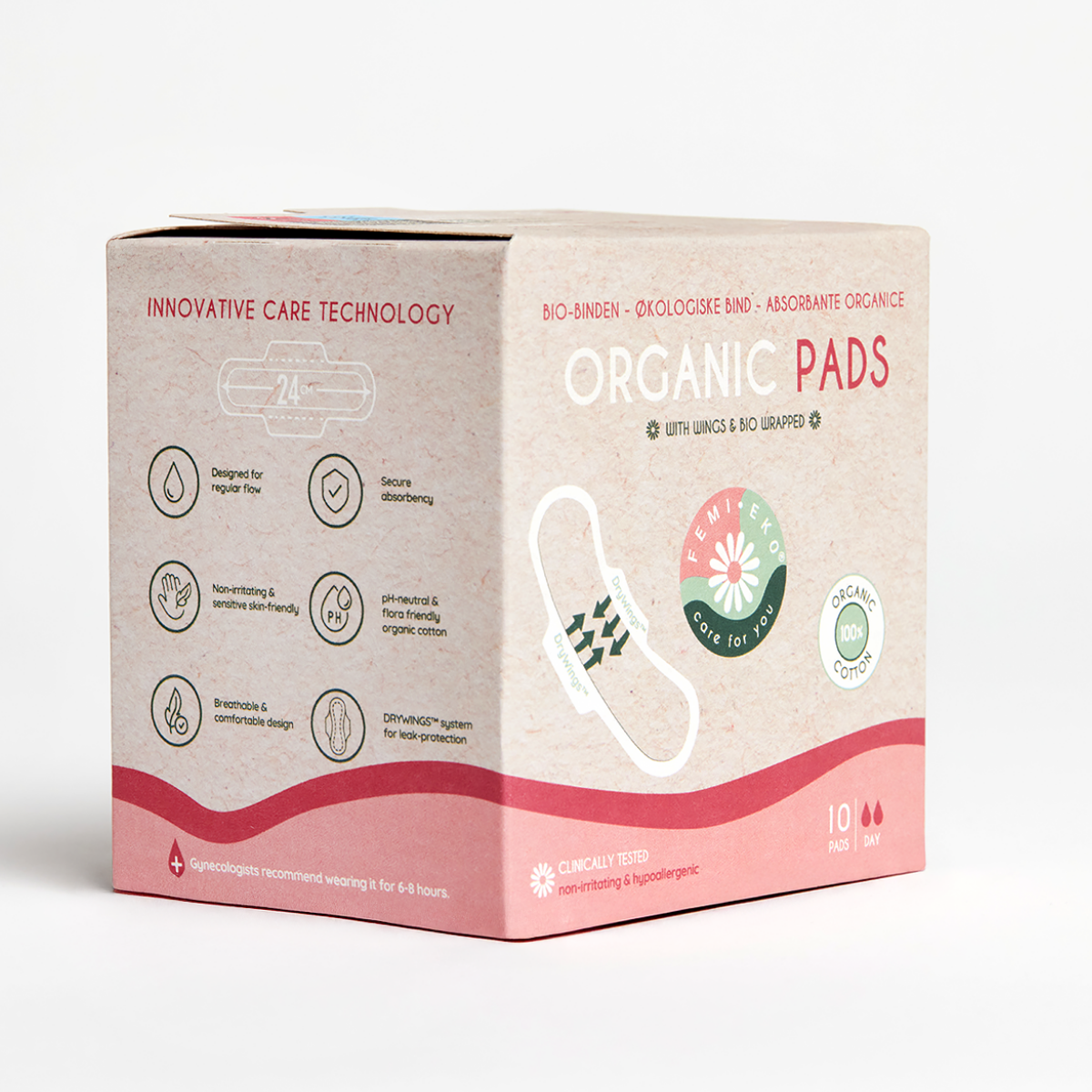 Podpaski ze skrzydełkami z organicznej bawełny | Ultra Day | 10 szt.