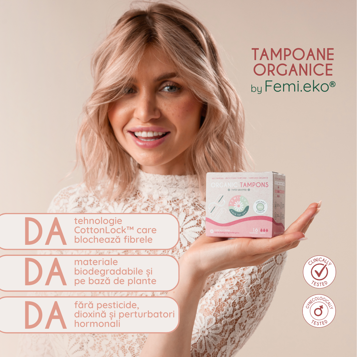 Organiczne tampony bawełniane | Super | 16 szt.