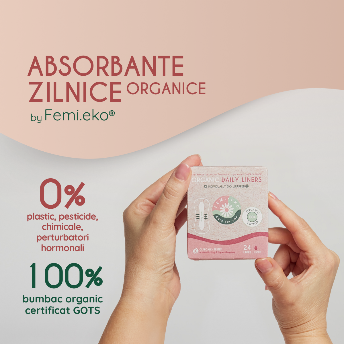 Wkładki higieniczne z organicznej bawełny | 24 szt.